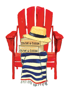 Red Beach Chair with Olive & Cocoa Gifts